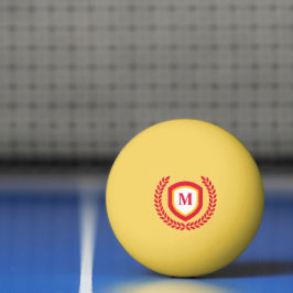 Bolinha De Ping Pong Paragem do logotipo Monograma Vermelho e Dourado