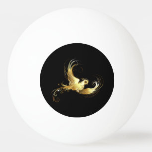Bolinha De Ping Pong Pássaro ouro sobre fundo preto
