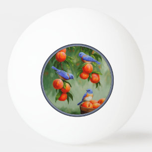 Bolinha De Ping Pong Pássaros-azuis em um pomar de árvore
