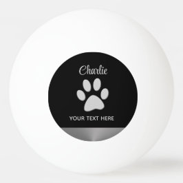 Bolinha De Ping Pong Pata de Cachorro de Prata sobre fundo preto