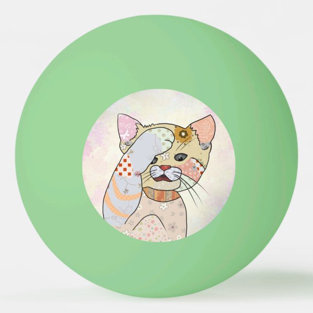 Bolinha De Ping Pong Patchworkkatze Tischtennisball (Frente)