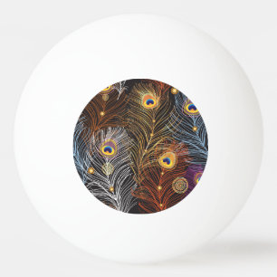 Bolinha De Ping Pong Penas de pavão de ouro: padrão escuro.