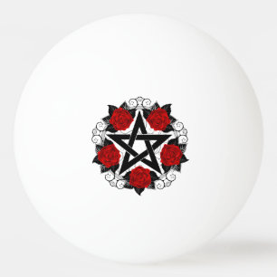 Bolinha De Ping Pong Pentagrama com Rosas vermelhas