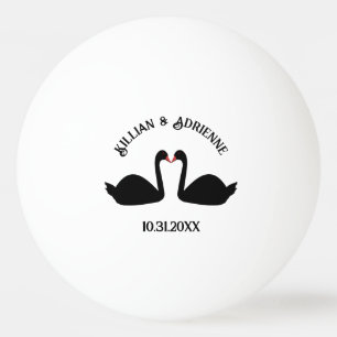 Bolinha De Ping Pong Personalização de Swans Negros Beijando Casamento