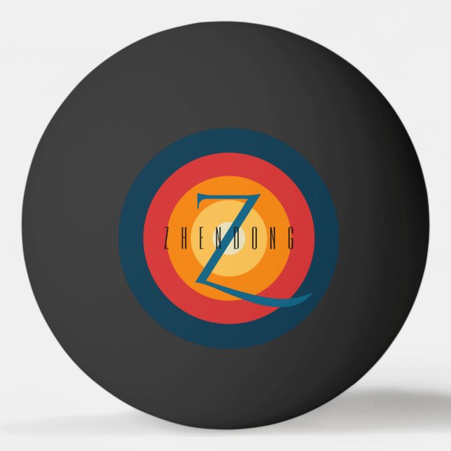 Bolinha De Ping Pong Personalizado Inicial de Monograma Elegante Modern (Frente)