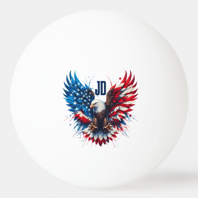 Bolinha De Ping Pong Personalized Patriotic Colors America Bold Eagle (Frente)