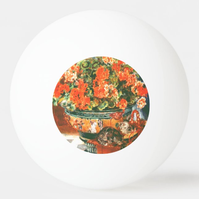 Bolinha De Ping Pong Pierre-Auguste Renoir Geraniums E Cats (Frente)
