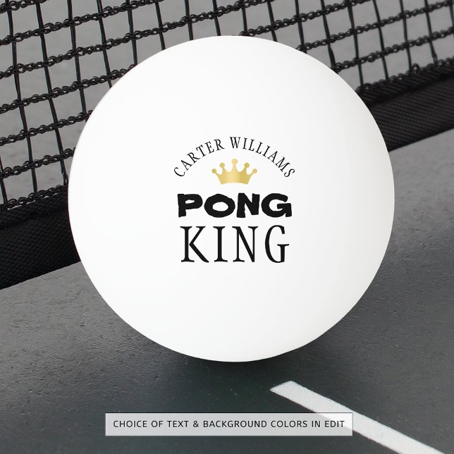 Bolinha De Ping Pong PING PONG KING Dourada Coroa Personalizada (Criador carregado)