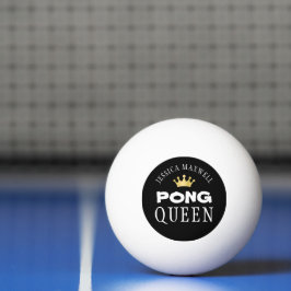 Bolinha De Ping Pong PING PONG RAINHA Dourada Coroa Preta Personalizada