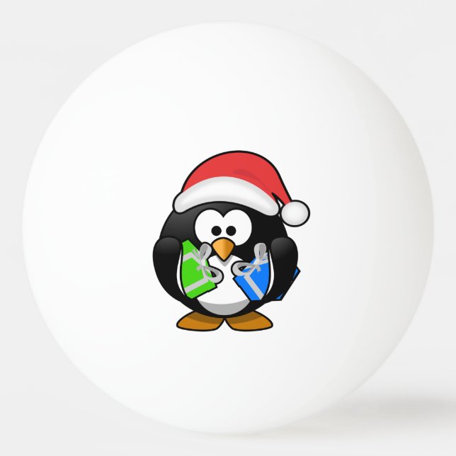 Bolinha De Ping Pong Pinguim com presentes (Frente)