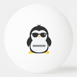 Bolinha De Ping Pong Pinguim legal de nome personalizado