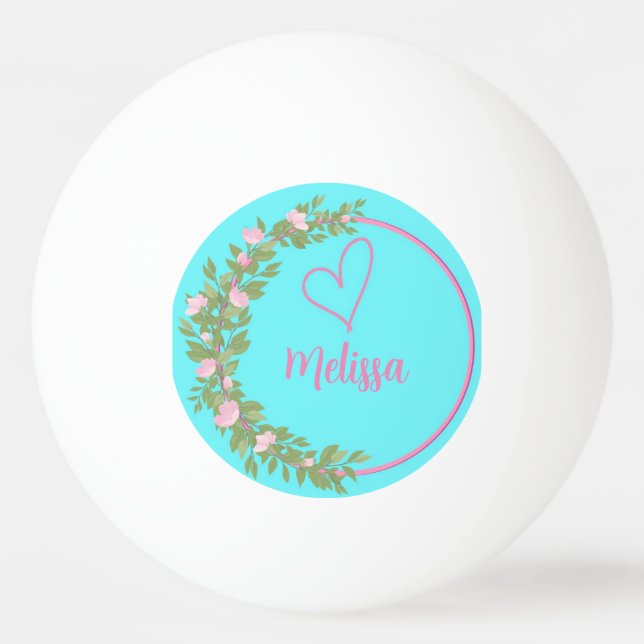 Bolinha De Ping Pong Pink Modern Script Girly Monogram Name  (Frente)