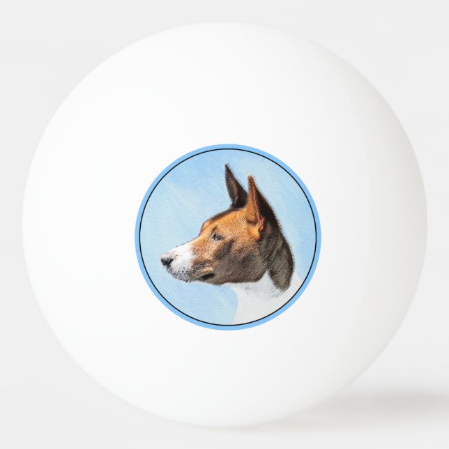 Bolinha De Ping Pong Pintura Basenji - Arte Original Custa (Frente)