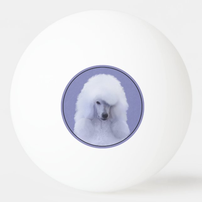 Bolinha De Ping Pong Pintura Branca de Poodle Padrão - Arte Cão Origina (Frente)