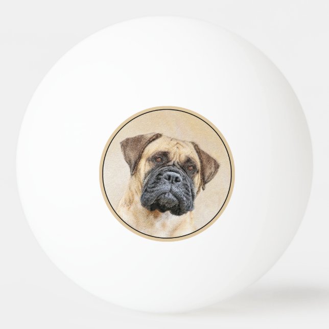 Bolinha De Ping Pong Pintura Bullmastiff - Arte Cachorra Original (Frente)