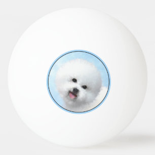 Bolinha De Ping Pong Pintura de Bichon Frise - Arte de Cachorro Origina