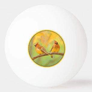 Bolinha De Ping Pong Pintura De Cedar Waxwing - Arte De Cachorro Origin