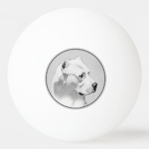 Bolinha De Ping Pong Pintura de Dogo Argentino - Arte de Cachorro Origi