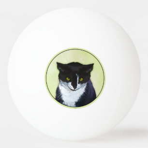 Bolinha De Ping Pong Pintura de Gato Tuxedo - Arte de Gato Original Cus