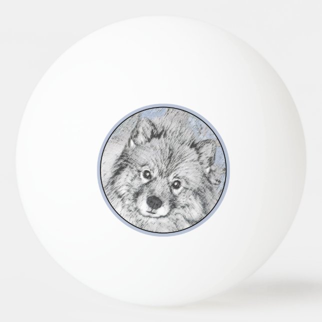 Bolinha De Ping Pong Pintura de Keeshond Beth - Arte de Cachorro Origin (Frente)