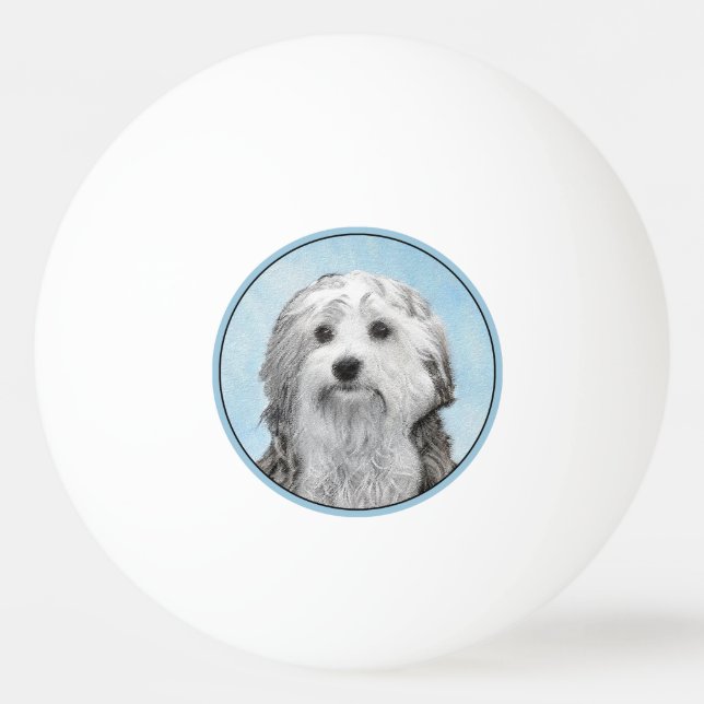 Bolinha De Ping Pong Pintura De Lowchen - Arte De Cachorro Original Cus (Frente)