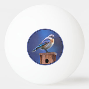 Bolinha De Ping Pong Pintura de pássaro-azul (feminina) - Arte de pássa