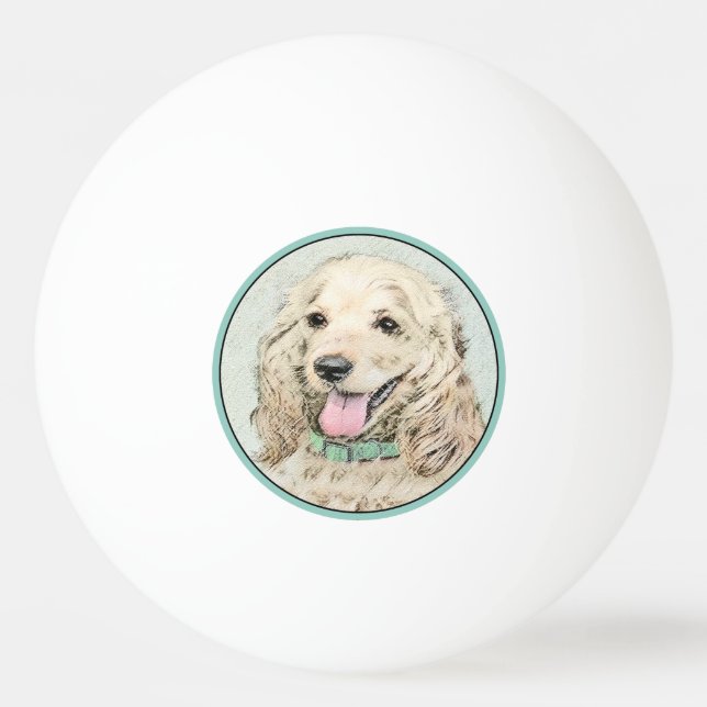 Bolinha De Ping Pong Pintura do Cocker Spaniel Buff - Arte Original par (Frente)