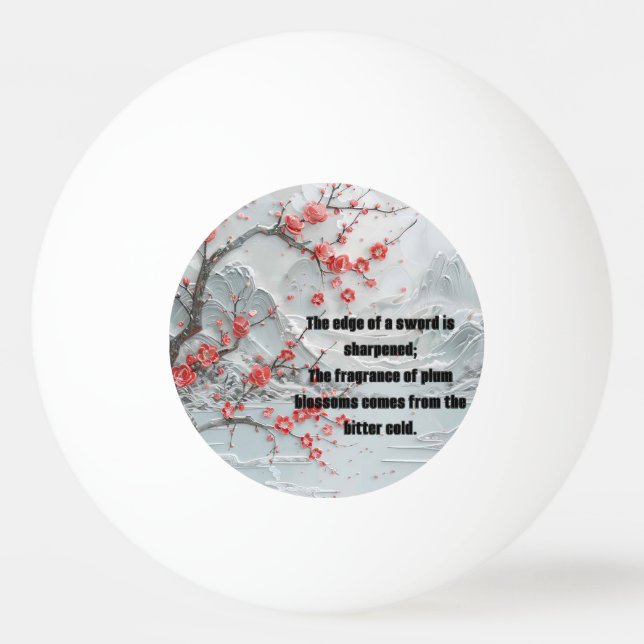 Bolinha De Ping Pong Pintura florida de ameixa de neve (Frente)