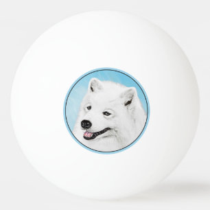 Bolinha De Ping Pong Pintura Samoyed - Arte Cachorosa Original