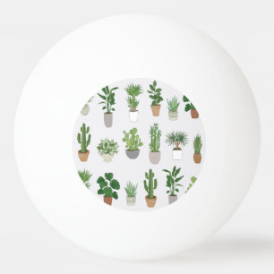 Bolinha De Ping Pong Plantas caseiras, padrão de rabisco de vintage