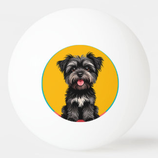 Bolinha De Ping Pong Playful Black And Gray Terrier Puppy Portrait