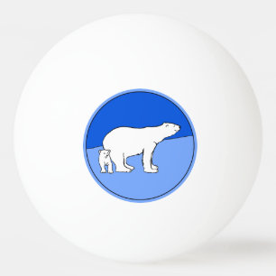 Bolinha De Ping Pong Polar Bear Mãe e Pintura em Cubo - Arte Selvagem