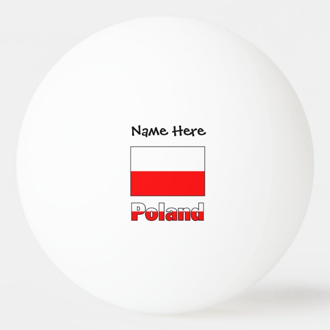 Bolinha De Ping Pong Polônia Polonês Sinalizador Personalização Negra (Frente)