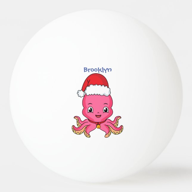 Bolinha De Ping Pong Polvo feliz bonito vestindo o desenho de Natal (Frente)