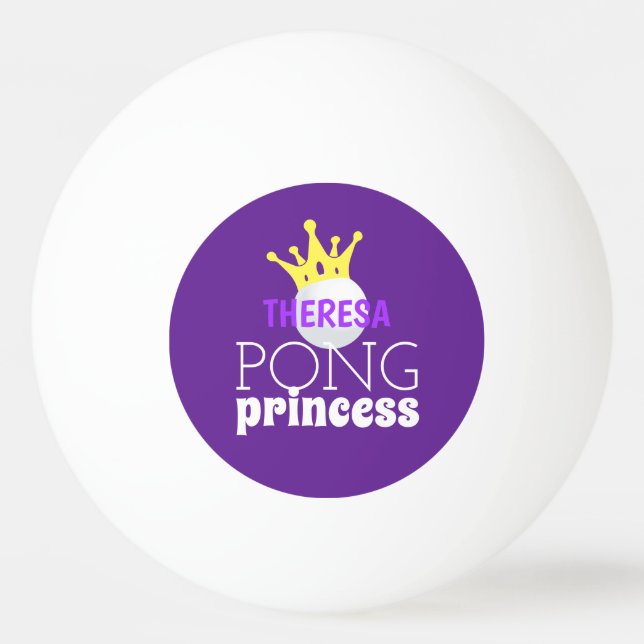 Bolinha De Ping Pong Pong Princesa Roxo Nome Personalizado (Frente)