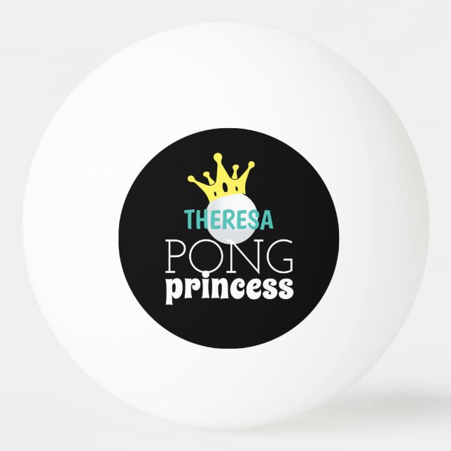 Bolinha De Ping Pong Pong Princess Teal Personalize Name (Frente)