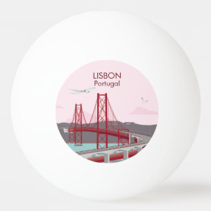 Bolinha De Ping Pong Ponte de Lisboa sobre o rio Tagus no estilo da saf