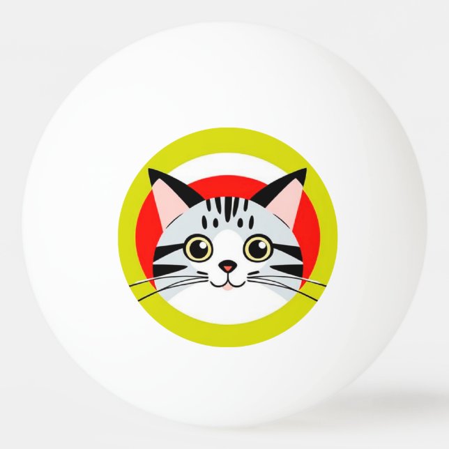 Bolinha De Ping Pong 🐱 Presente Esportivo de Tênis de Mesa com Rosto d (Frente)