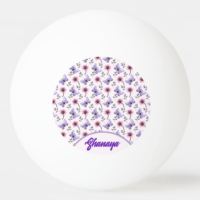 Bolinha De Ping Pong Presente Floral Borboleta Primavera Personalizado  (Frente)