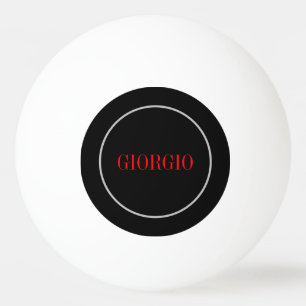 Bolinha De Ping Pong Preto Vermelho Seu Nome Minimalista Moderno Pessoa
