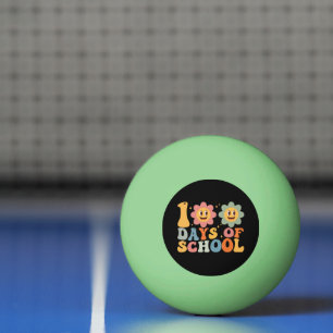 Bolinha De Ping Pong Professor Crianças Retro Groovy 100 Dias de Escola