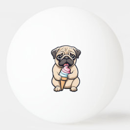 Bolinha De Ping Pong Pug lambendo sorvete