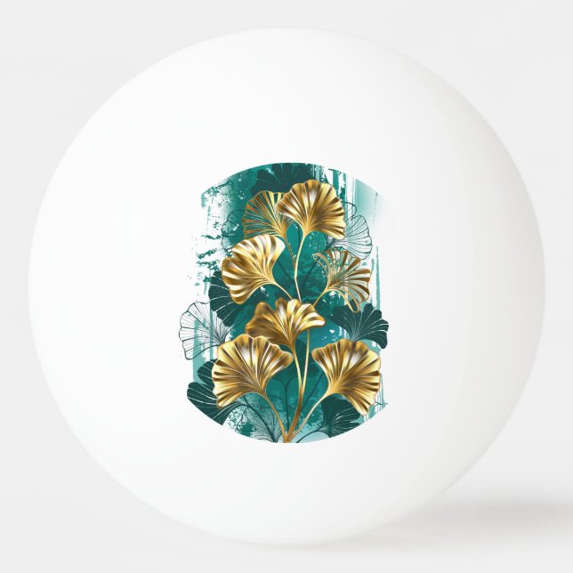 Bolinha De Ping Pong Ramificação com Ouro deixa Ginko Biloba (Frente)