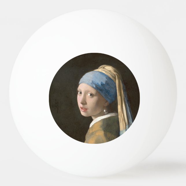 Bolinha De Ping Pong Rapariga com pérolas e Arte Vermeer (Frente)