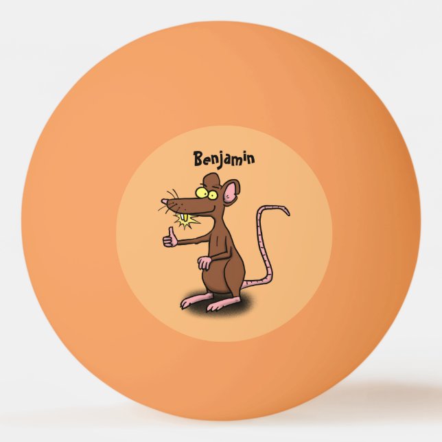 Bolinha De Ping Pong Rato castanho-bonito deita um desenho animado (Frente)