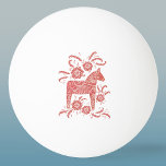 Bolinha De Ping Pong Red Dala Horse<br><div class="desc">Um tradicional design de arte folclórica de Dala Horse em vermelho e branco. Arte original de Nic Squirrell.</div>