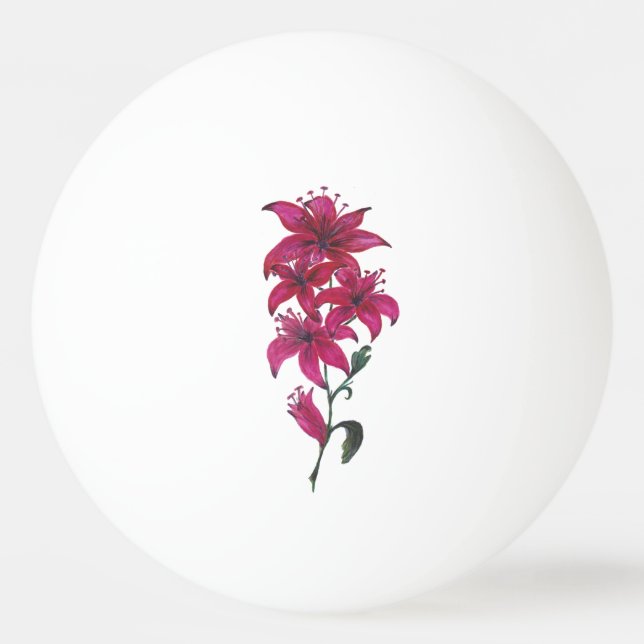 Bolinha De Ping Pong Red Lily Watercolor (Frente)