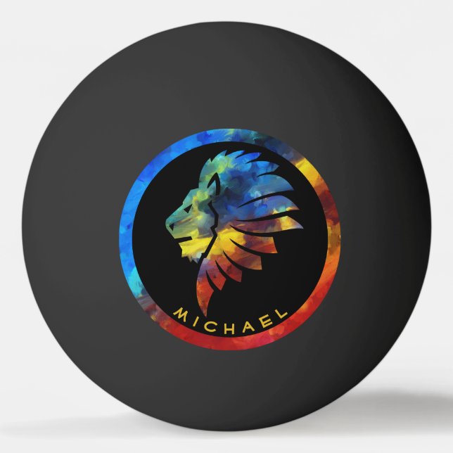 Bolinha De Ping Pong Rei da selva, nome de aquarela monograma (Frente)