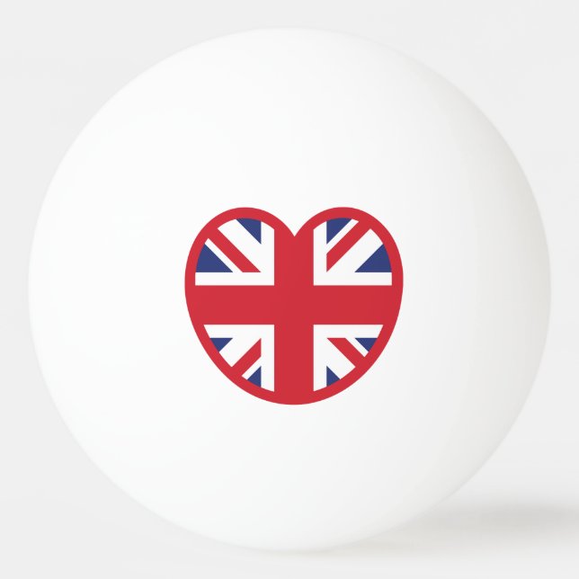 Bolinha De Ping Pong Reino Unido Union Jack Flag Heart (Frente)