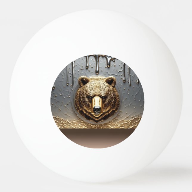 Bolinha De Ping Pong Relevo de Urso Dourado Com Efeito de Gotejamento d (Frente)